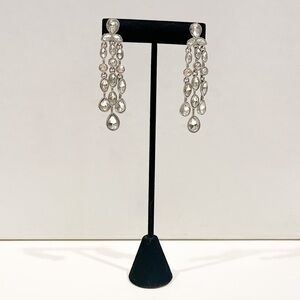 Vintage AVON Crystal Chandelier Earrings – GV9 Stamp – 2.5” Silver Tone Drops